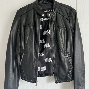 GUESS - Faux Leather Moto Jacket Black